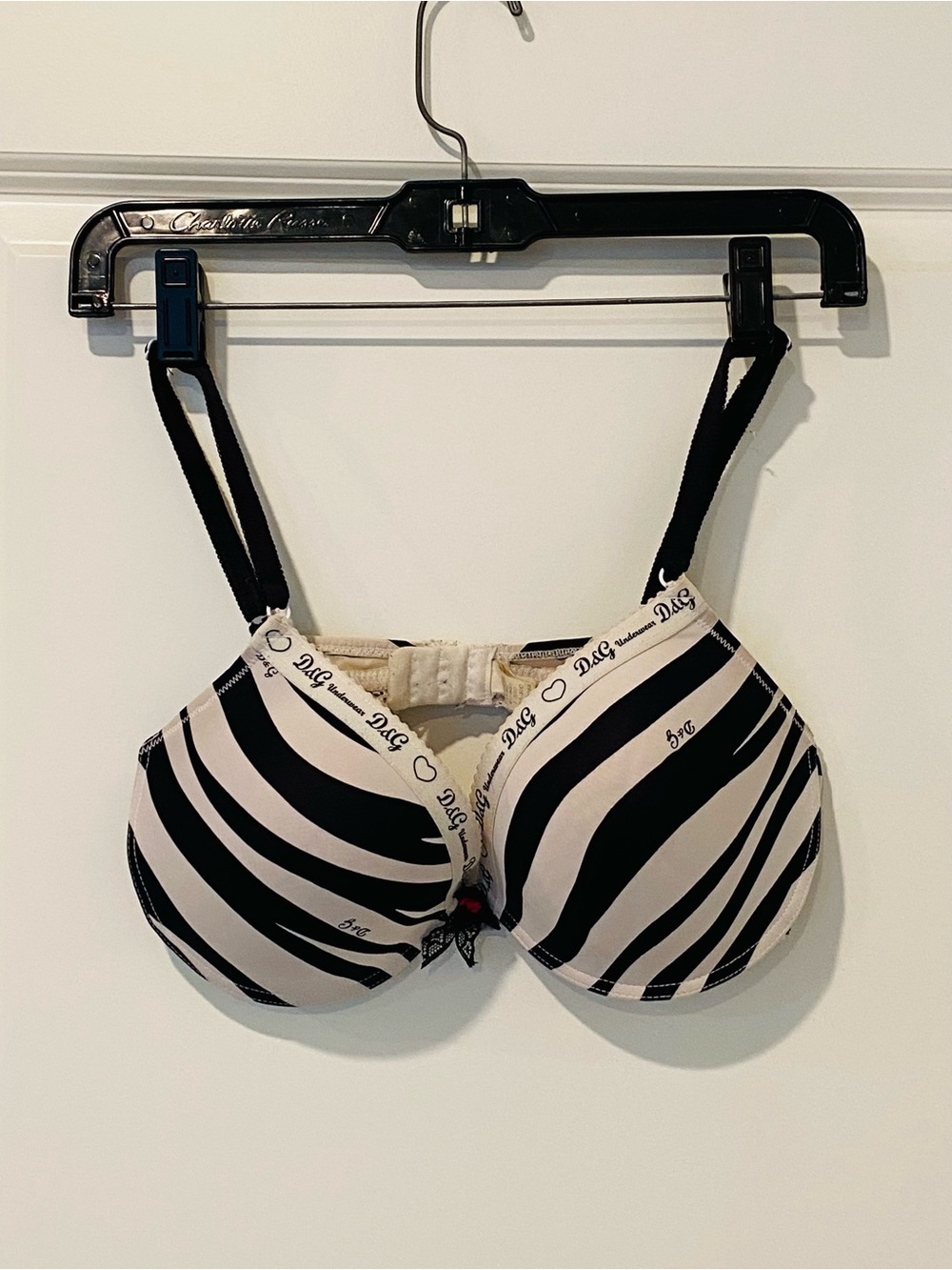 D&G Black & Cream Zebra Underwire Bra Sz 36D
